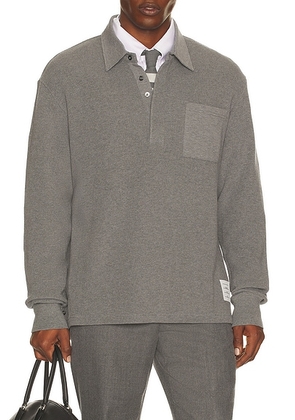 Thom Browne Rugby Polo With 4 Bar in Medium Grey - Grey. Size 1 (also in 3, 5).
