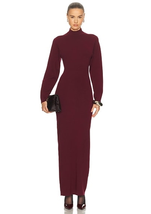 SRG Gloria Mock Neck Maxi Dress in Burgundy - Burgundy. Size L (also in M, S, XL, XS).