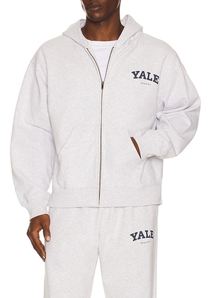 Sporty & Rich Yale Classic Zip Hoodie in Heather Grey - Grey. Size L (also in M, S, XL/1X).