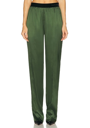 TOM FORD Stretch Silk Satin Pyjama Pant in Moss Green - Dark Green. Size L (also in ).