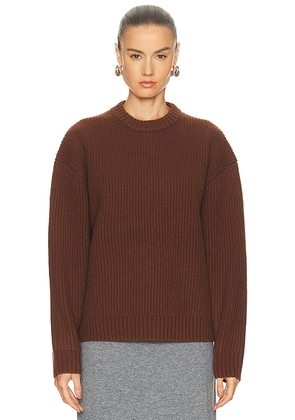 SRG Madisyn Classic Knit Crewneck in Dark Brown - Brown. Size L (also in M, S, XL, XS, XXS).