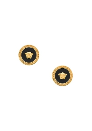 VERSACE Metal Cufflinks in Black & Gold - Black. Size all.