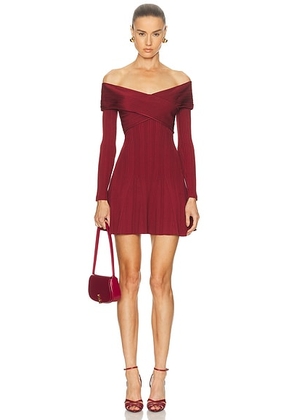 Self-portrait Knit Mini Dress in Burgundy - Burgundy. Size L (also in S).