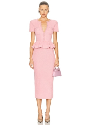 Self-portrait Peplum Midi Dress in Pink - Pink. Size L (also in M).