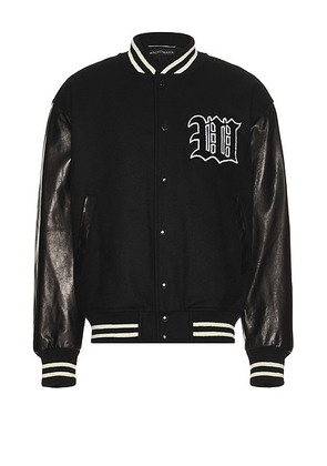 WACKO MARIA Leather Varsity Jacket -B- Type-2 in Black - Black. Size M (also in ).