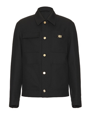 VERSACE Button Down Blouson in Black - Black. Size 46 (also in ).