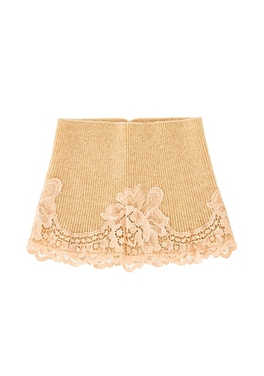 Valentino Garavani V Logo Cashmere Lace Headband in Alabaster & Rose Dust - Beige. Size S/M (also in ).