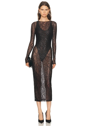 WARDROBE.NYC Lace Midi Dress in Black & Silver - Black,Metallic Silver. Size S (also in ).