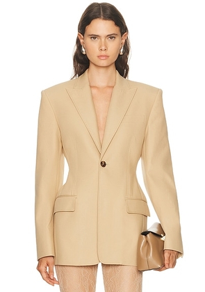 WARDROBE.NYC Drill Contour Blazer in Khaki - Tan. Size L (also in M, XS).
