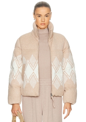 Varley Belinda Knit Puffer Jacket in Light Taupe - Beige. Size L (also in M, S, XS).