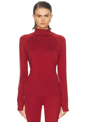 Varley Always Warm Mock Neck Base Layer Top in Red Dahlia Marl - Red. Size L (also in M, S, XL, XS).