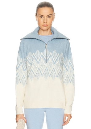 Varley Hedda Fairisle Half Zip Jacket in Ashley Blue - Baby Blue. Size L (also in M, S, XS).