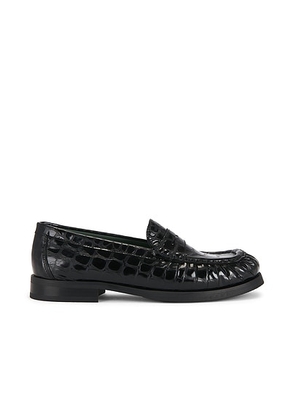 Vinny's Ogee Penny Loafer in Black Glossy Croc Leather - Black. Size 42 (also in 43).