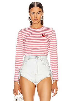 COMME des GARCONS PLAY Striped Tee in Pink - Pink. Size L (also in ).
