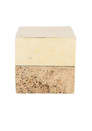 Anastasio Home 50/50 Box in Travertine & Brass - Metallic Gold. Size all.