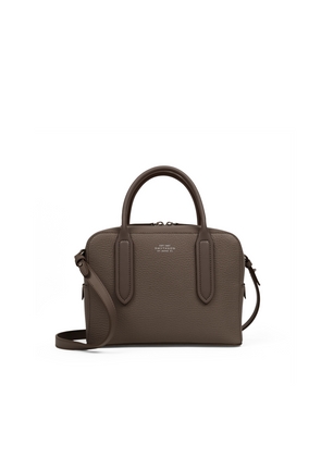 Smythson Mini Lytton Crossbody Bag In Ludlow In Dark Taupe