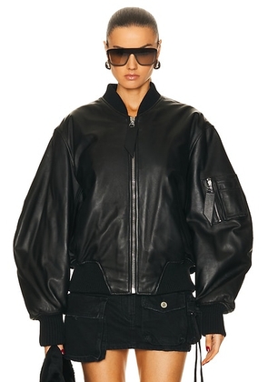 THE ATTICO Anja Bomber Jacket in Black - Black. Size 38 (also in 44).