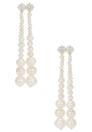 Completedworks Freshwater Pearl CZ Earrings in 18k Gold Plated - Metallic Gold. Size all.