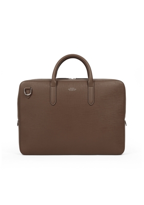Smythson Slim Briefcase In Ludlow In Fawn