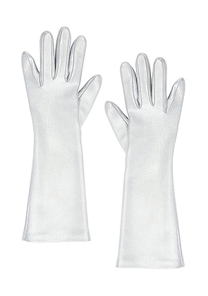 ALAÃA Gant Opera Gloves in Argent - Metallic Silver. Size 8 (also in 6.5).