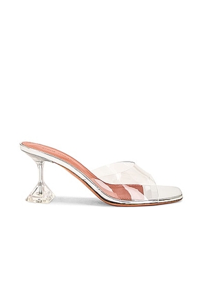 AMINA MUADDI Lupita 70 Glass Slipper Mule in Transparent - Metallic Silver. Size 36.5 (also in ).