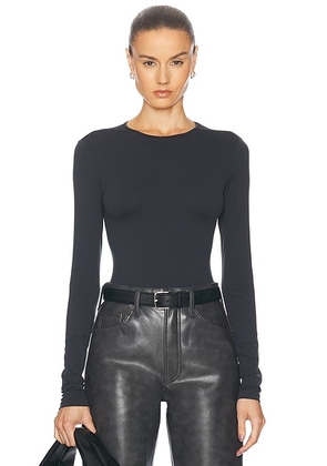 AGOLDE Aura Long Sleeve Bodysuit in Granite - Black. Size XS (also in ).