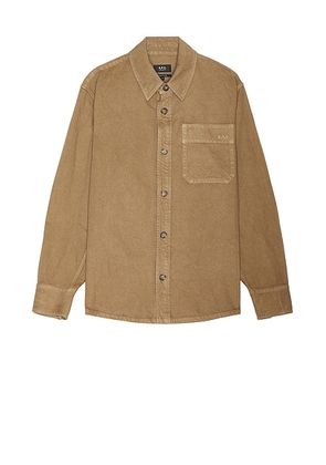 A.P.C. Basile Brodee Shirt in Marron Glace - Brown. Size XL/1X (also in ).