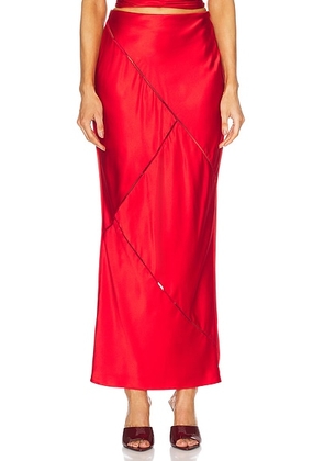 Alejandra Alonso Rojas Bias Skirt With Ladder Trim in Red - Red. Size 4 (also in ).