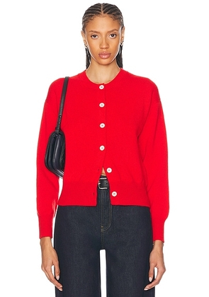&Daughter Ada Crewneck Cardigan in Poppy Red - Red. Size S (also in M).