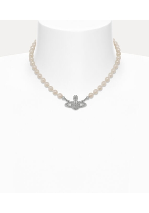Vivienne Westwood Mini Bas Relief Pearl Choker Silver Swarovski Pearls / Preciosa Crystals Women