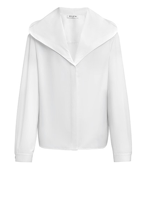 ALAÃA Hooded Long Sleeve Top in Blanc - White. Size 40 (also in ).
