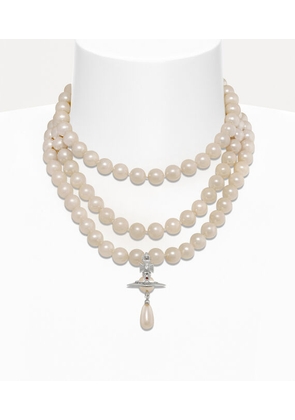Vivienne Westwood Three Row Pearl Drop Choker Silver Swarovski Pearls Women