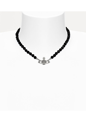 Vivienne Westwood Messaline Choker Silver Black Agate Gemstone Women