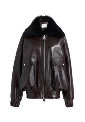 Khaite Daemon Shearling-Trimmed Leather Jacket - Moda Operandi