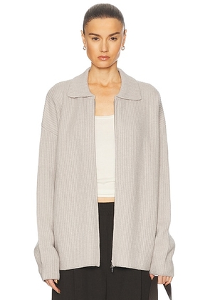 Aya Muse Cashmere Collared Zip Up in Beige - Beige. Size XS (also in ).