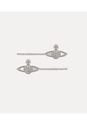 Vivienne Westwood Mini Bas Relief Bobby Pin Pair Silver Cubic Zirconia Unisex