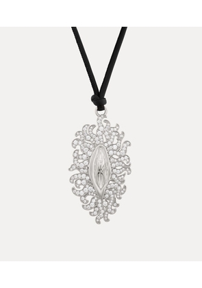 Vivienne Westwood Floriana Pendant Necklace Platinum-white-cz-black-leather Platinum-white-cz-black-leather Unisex