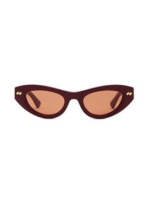Bottega Veneta Bold Ribbon Stud Sunglasses in Burgundy & Brown - Burgundy. Size all.