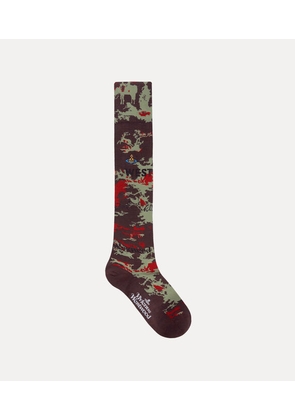 Vivienne Westwood High Sock Toile De Jouy Purple 9-11 Unisex