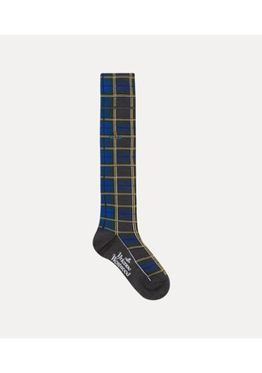 Vivienne Westwood High Sock Tartan Blue 6-8 Unisex