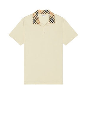 Burberry Polo With Check Collar in Nutmeg - Cream. Size M (also in S).