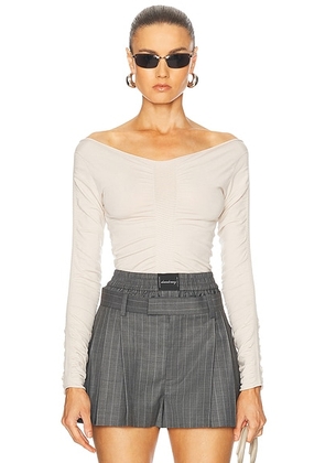 Alexander Wang Wide V-Neck Pullover Top in Cement - Cream. Size L (also in ).