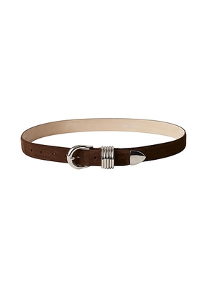DEHANCHE Hollyhock Suede Belt in Chocolate & Silver - Brown. Size L (also in S, XL, XS).