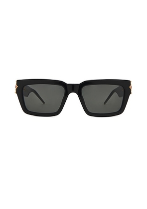 Casablanca Gold Plated Monogram Plaque Sunglasses in Black - Black. Size all.