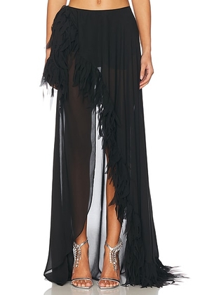 Blumarine Long Fringe Skirt in Black - Black. Size 42 (also in ).