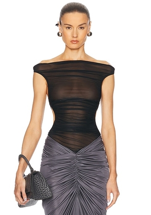 Atlein Cut Out Ruched Top in Black - Black. Size 38 (also in ).