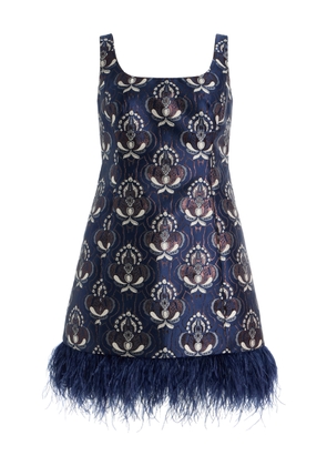 Cara Cara Carlie Feather-Trimmed Jacquard Mini Dress - Moda Operandi