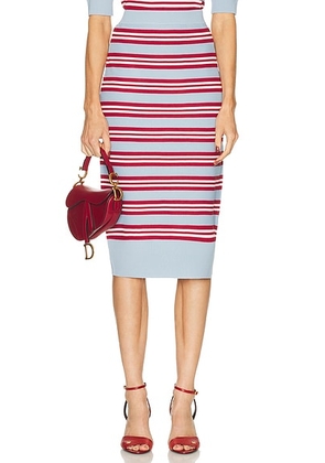 AKNVAS Rosalyn Knit Pencil Skirt in Garnet Stripe - Baby Blue,Red. Size S (also in ).