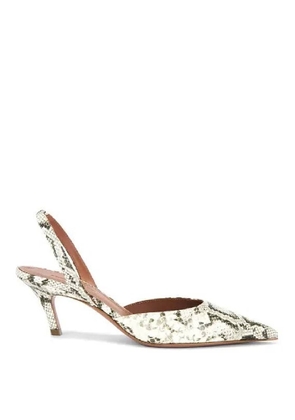 Amina Muaddi Sofia 60 Shiny Snakeskin Print Leather Slingbacks