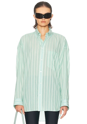 Balenciaga Long Sleeve Cocoon Shirt in Green & White - Mint. Size S (also in ).